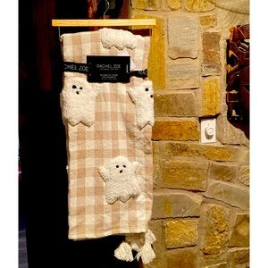 Rachel Zoe Checkered Ghost Throw Blanket 50x60 Beige NWT Halloween